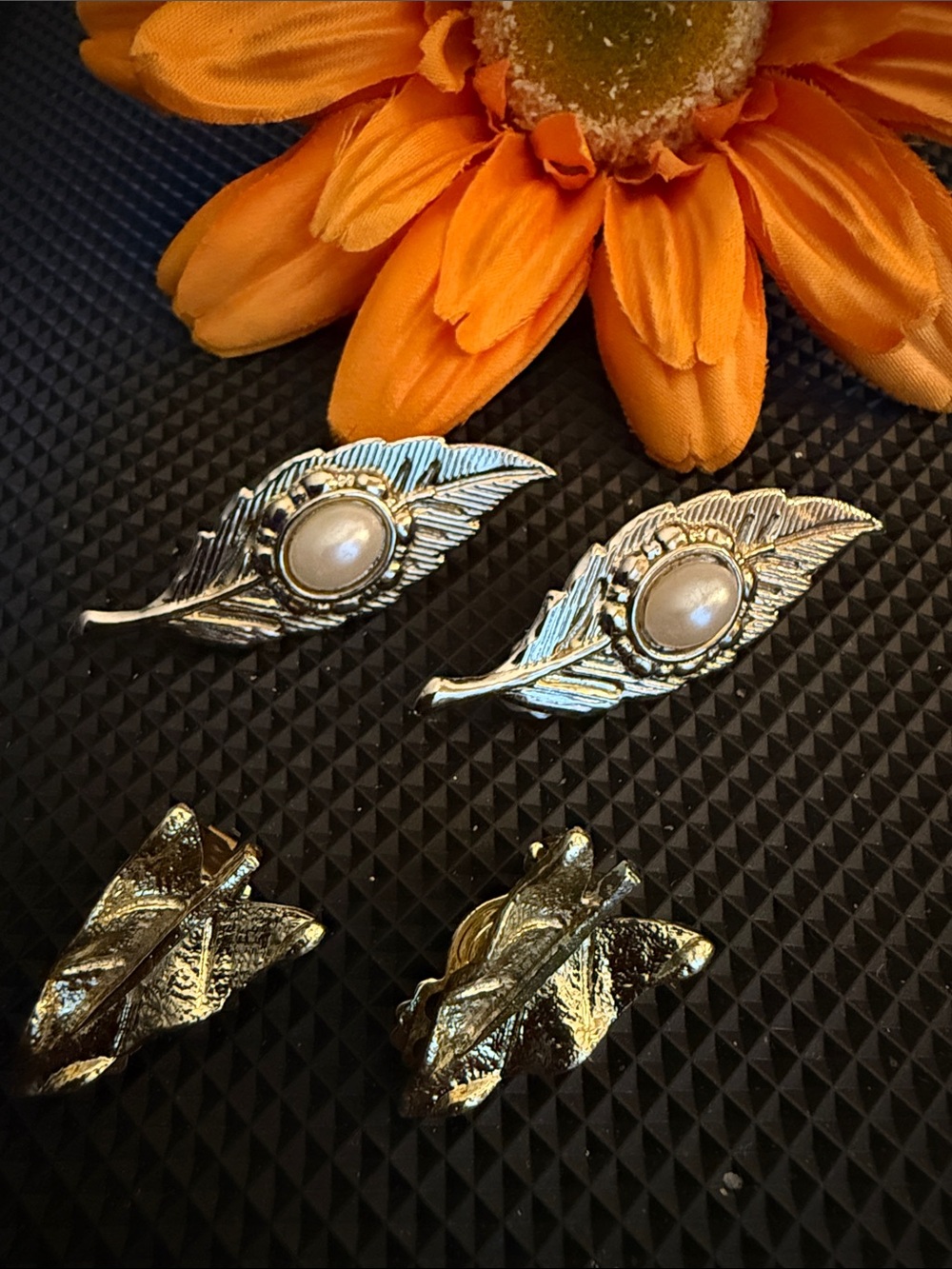 Gold Feather Pearl Clip-On Earrings - Women Jewelry